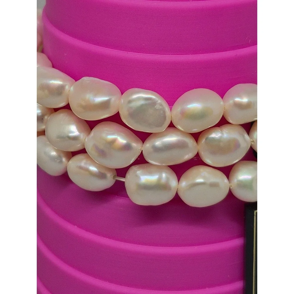 Freshwater‎ Pearl Bracelet Triple Strand Stretch White Baroque Cultured Jewelry